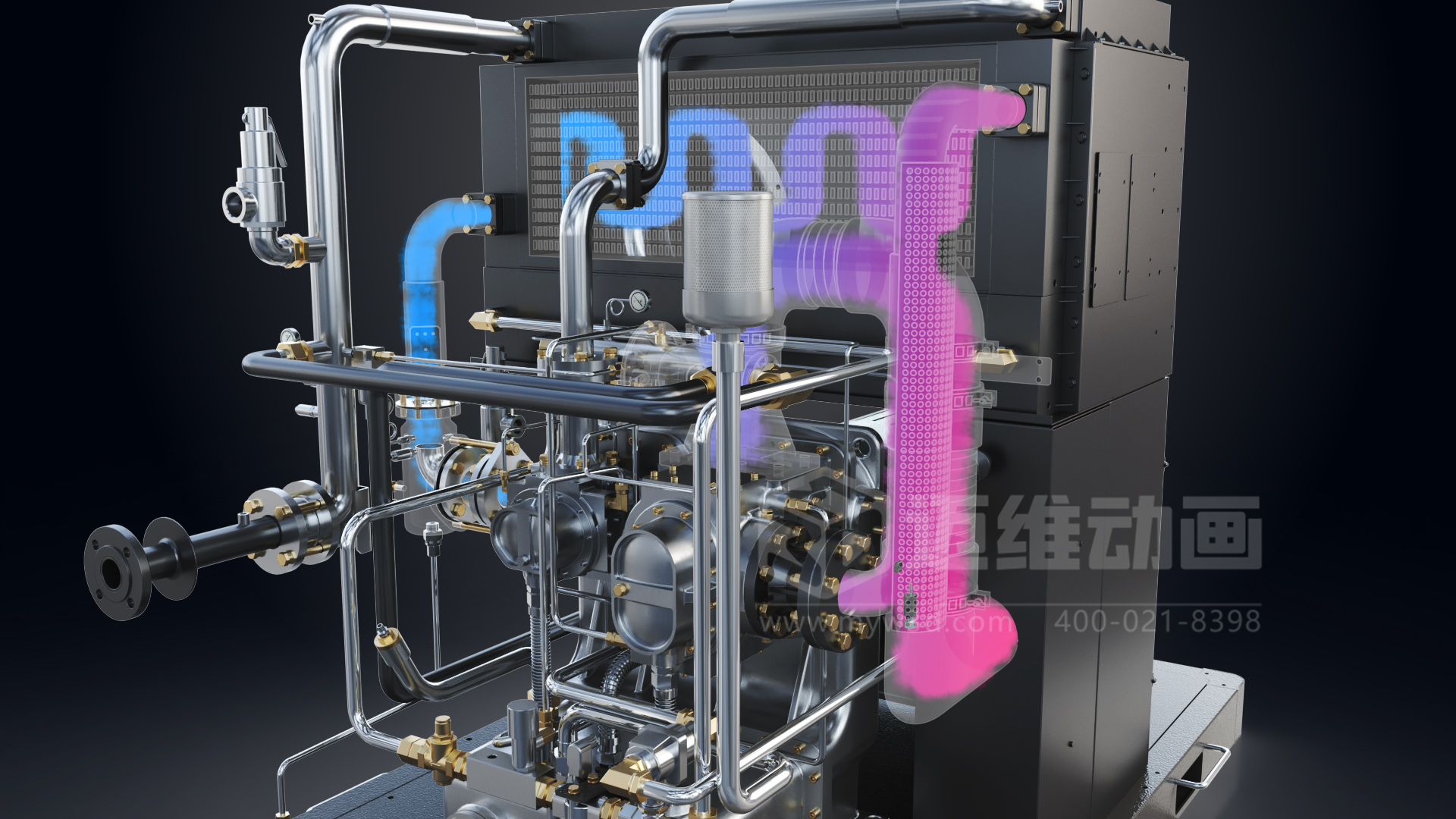 無(wú)油螺桿空壓機(jī)三維動(dòng)畫(huà)展示(圖4)