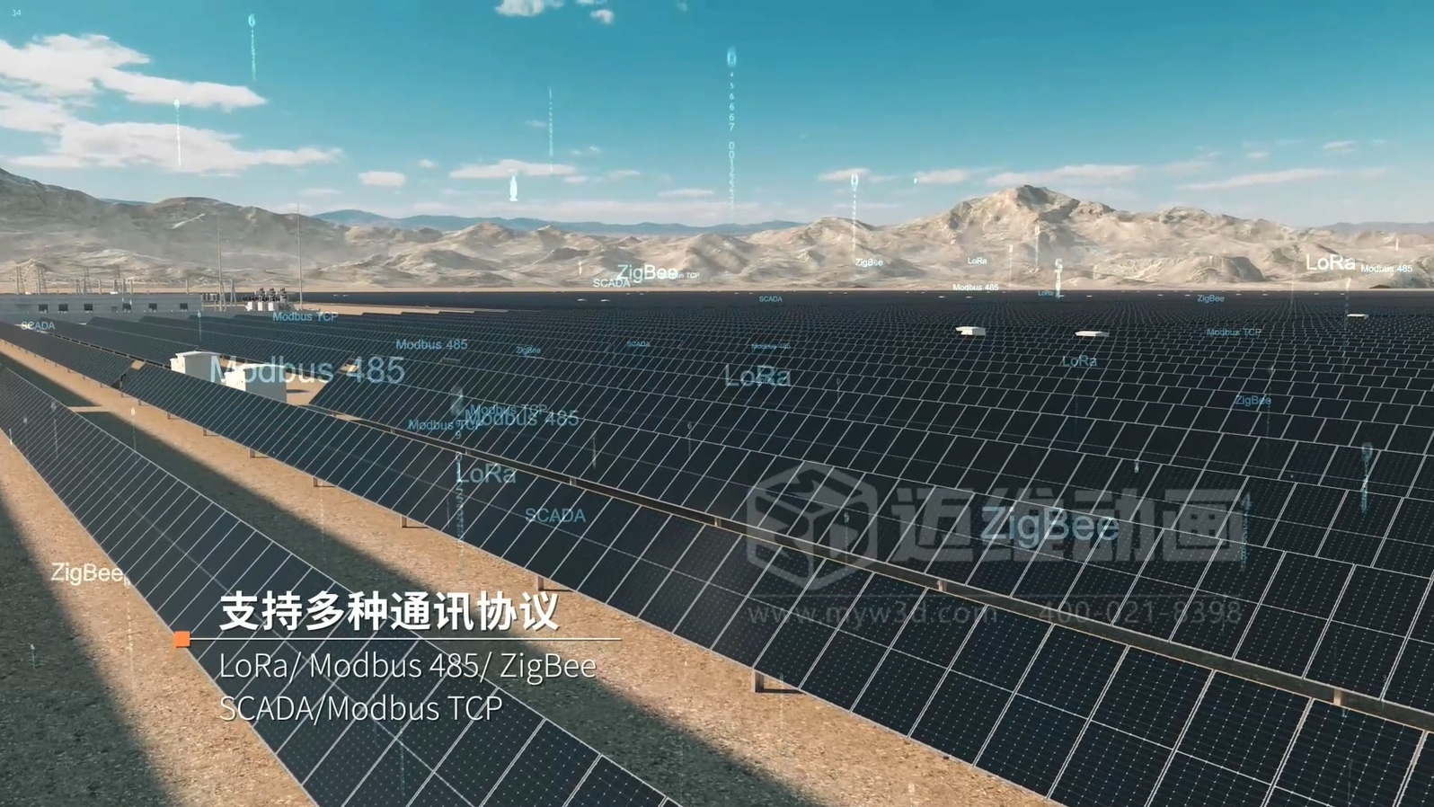 單排豎裝平單軸跟蹤支架3D動畫展示(圖6)