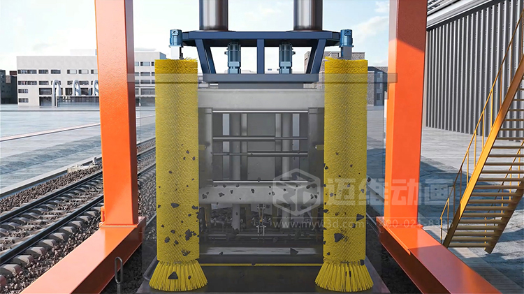 海大機器人-火車箱機器人粘凍煤清車系統(tǒng)三維動畫(圖4)